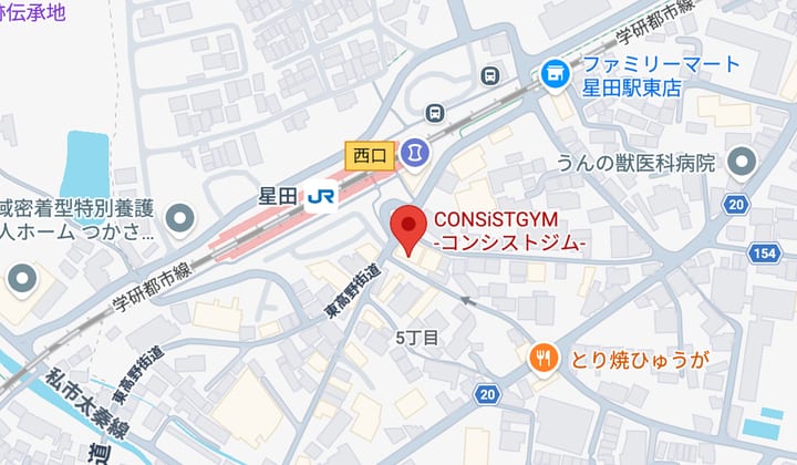 CONSiST GYM の地図（大阪府交野市星田駅前）